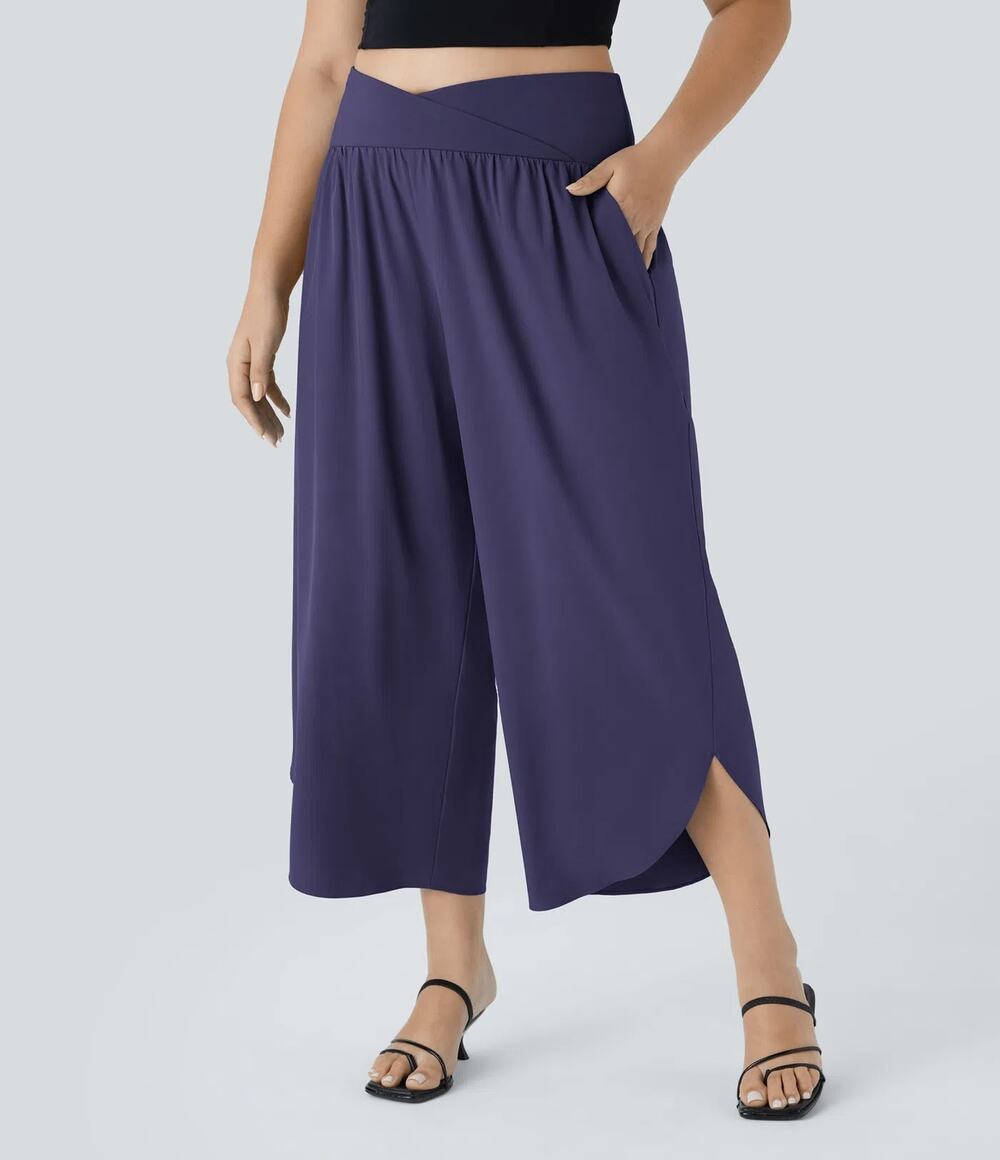 Halara Breezeful High Waisted Crossover Pocket Quick Dry Pants Blue 1X